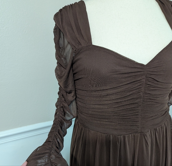 Eloquii Brown Sheer Sleeve Dress - Picture 5 of 9